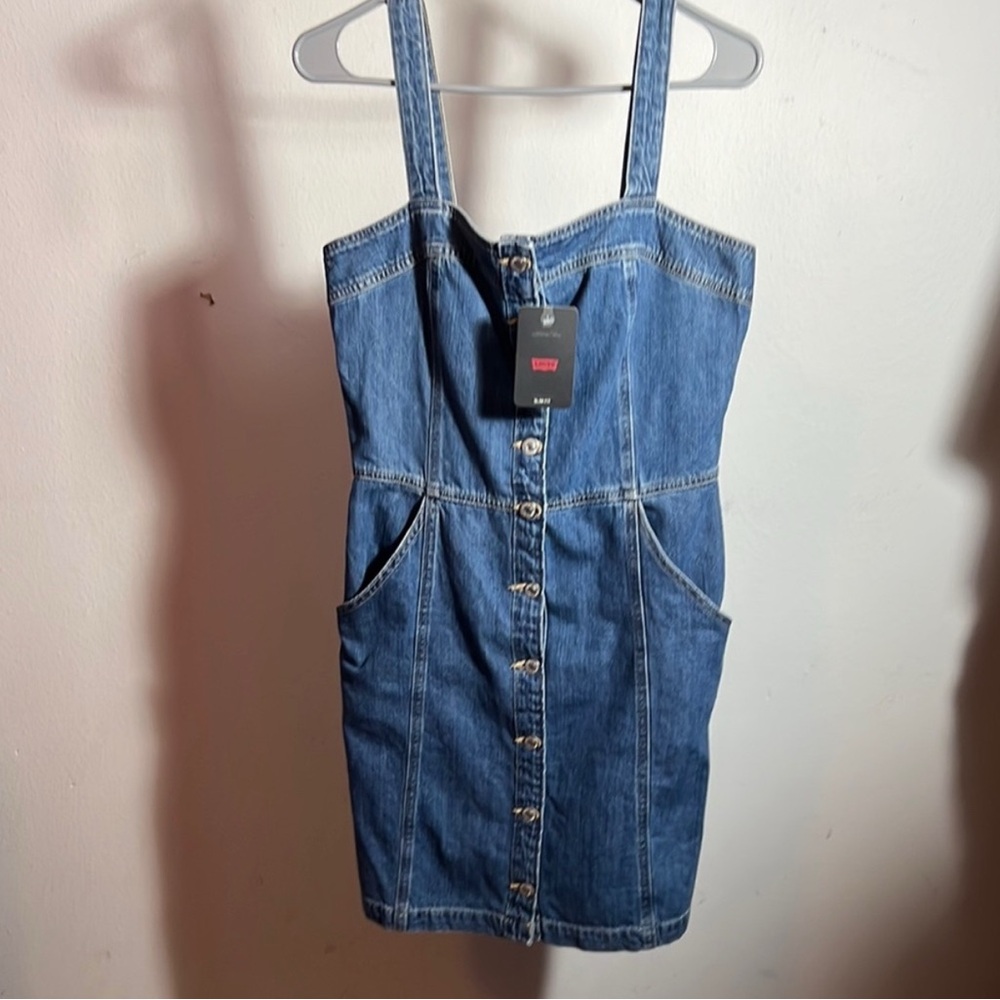 Levi's Blue Sleeveless Square Neck Sundress